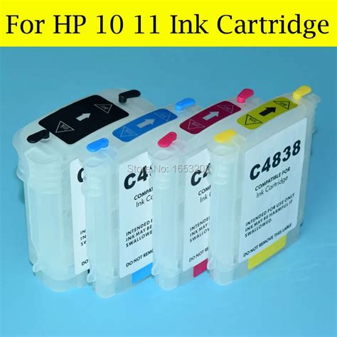 4 Colorset Empty Refill Ink Cartridge For Hp 10 11 With Arc Chip For Hp Officejet 9110 9120