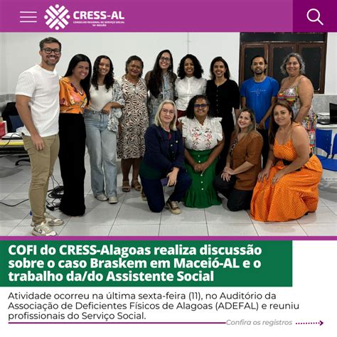 Cress Cofi Do Cress Alagoas Realiza Discuss O Sobre O Caso Braskem Em