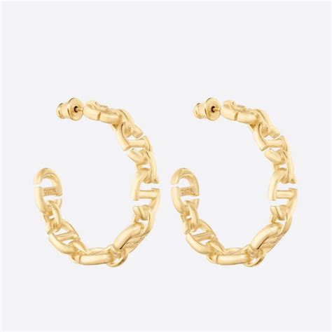 Dior Women CD Navy Earrings Gold Finish Metal