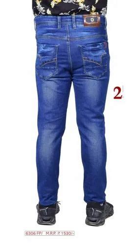 Regular Fit Party Wear Hanex Premium Ball Blasted Denim Jeans Zip At