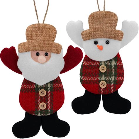 Kit 12 Enfeites Árvore Natal Pendente Boneco De Neve E Papai Noel 20CM