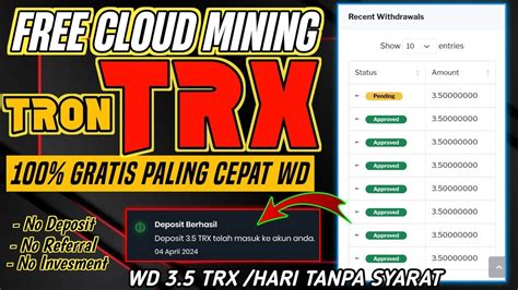 Withdraw Trx Hari Tanpa Syarat Situs Mining Trx Gratis Terbaru