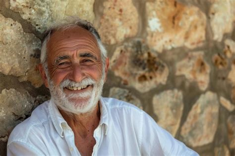 Old Spanish Man Smiling Mature Guy In Casual Attire With Attractive Appearance Premium Ai