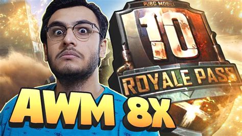 PUBG MOBILE LIVE AWM 8X DROP HUNTING SEASON 10 ROYAL PASS RANK