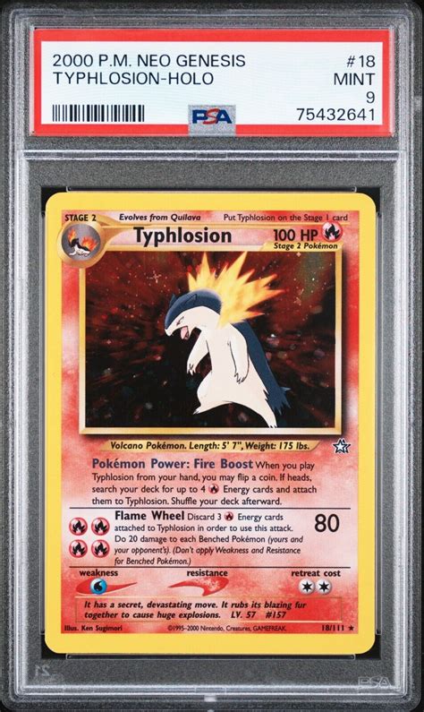 2000 Pokemon Typhlosion Holo PM Neo Genesis 18 PSA 9 Mint 18 111