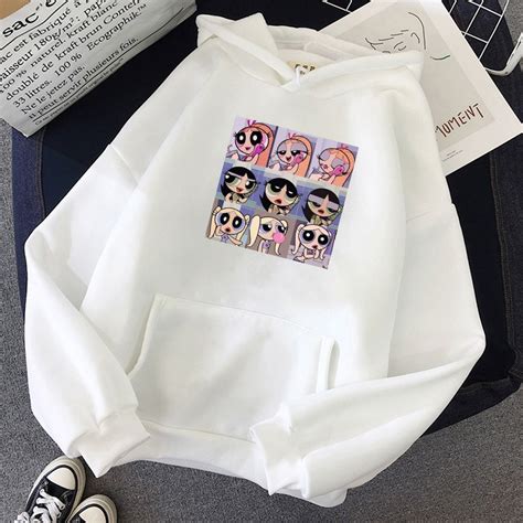 Power Puff Girl Cartoon Print Hoodies Harajuku Kawaii Korean Style