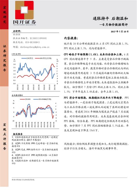 6月物价数据简评：通胀持平 后期温和