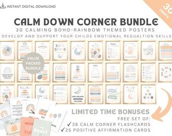 Calming Corner Kit Classroom Boho Calm Down Decor Wall Art Social