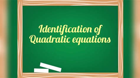 How To Identify Quadratic Equations Youtube