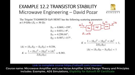 Transistor Stability Tutorial Example Power Amplifier Unconditional