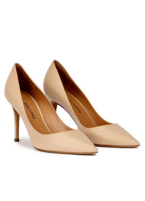 Venta Zapatos Beige Tacon Medio En Stock