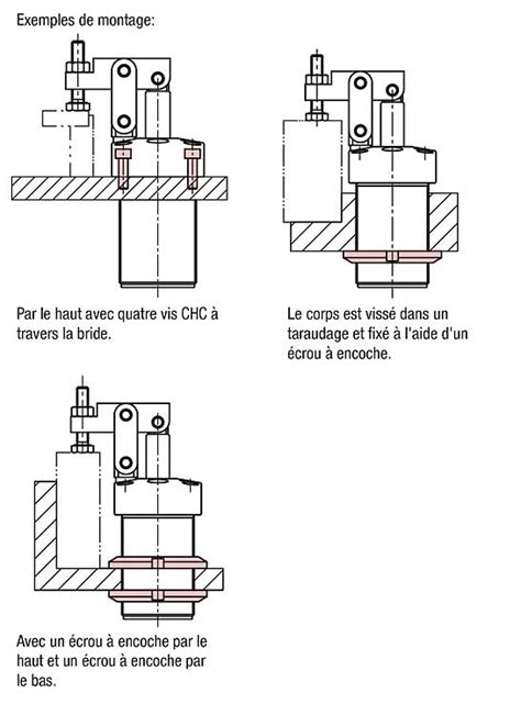 V Rin De Bridage Levier Pneumatique Visser Avec Bride Norelem