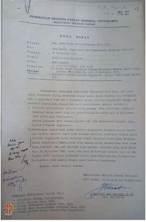 Surat Dari Biro Hukum Setwilda Provinsi Diy Kepada Sekretaris Wilayah