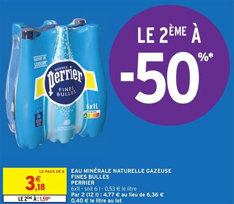 Promo EAU MINÉRALE NATURELLE GAZEUSE FINES BULLES PERRIER chez Intermarché