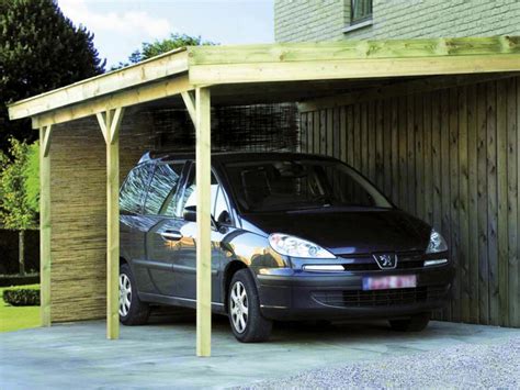 Carport Adossé 350x500 Cm Bois Hubo