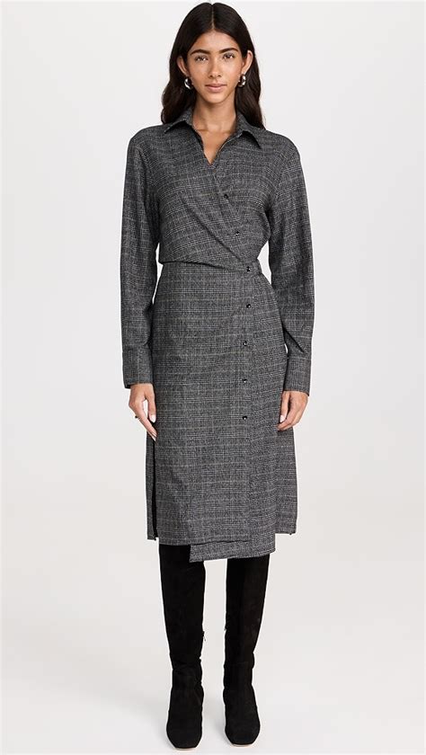 Proenza Schouler White Label Plaid Suiting Wrap Dress Shopbop