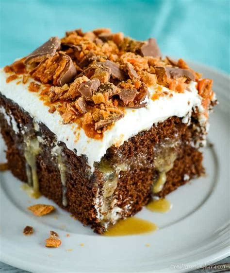 Chocolate Butterfinger Poke Cake Recipe Creations By Kara