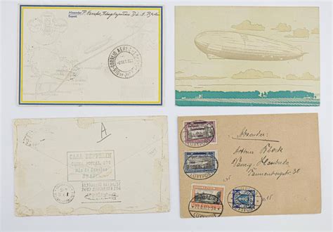 At Auction Airship Graf Zeppelin Flown Postal Cover And Postcards