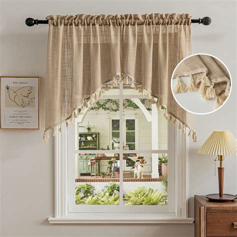 Amazon Valea Home Soft Burlap Look Swag Curtains Rustic Natural