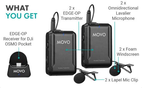 Amazon Movo Edge OP Duo Dual Wireless Lavalier Microphone For Osmo