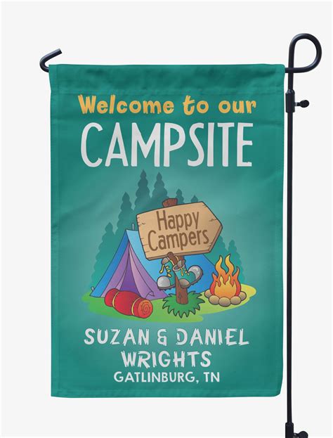 Printtoo Teal Green Welcome To Our Campsite Outdoor Campingflagcustom