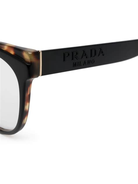 Prada Eyewear Tortoiseshell Effect Cat Eye Frame Glasses Black FARFETCH