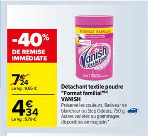 Promo D Tachant Textile Poudre Format Familial Vanish Chez Carrefour