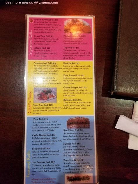 Menu at Oyama Sushi & Steakhouse, Cedar Rapids