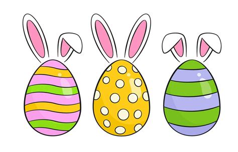 Set of colorful Easter eggs with bunny ears 31380785 Vector Art at Vecteezy