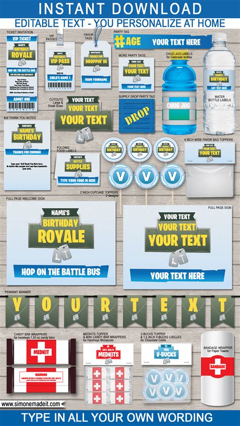 Fortnite Party Printables Decorations And Invitations Fortnite Theme