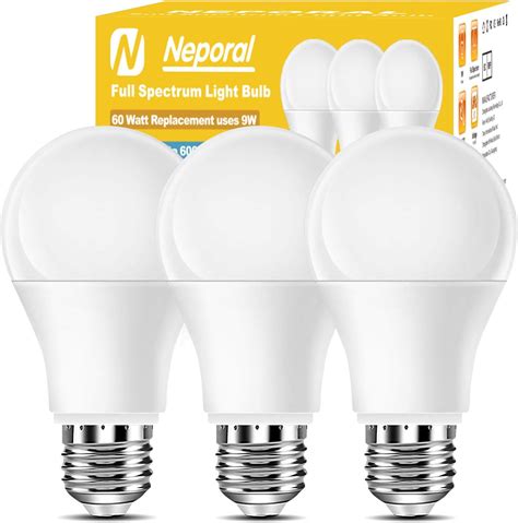 Full Spectrum Light Bulb 6000k Natural Sunlight Bulbs 9w 60w