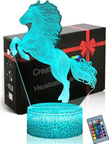 TOYANDONA Animal Nuit Lumière 3D Cheval Illusion Lampe USB Alimenté LED