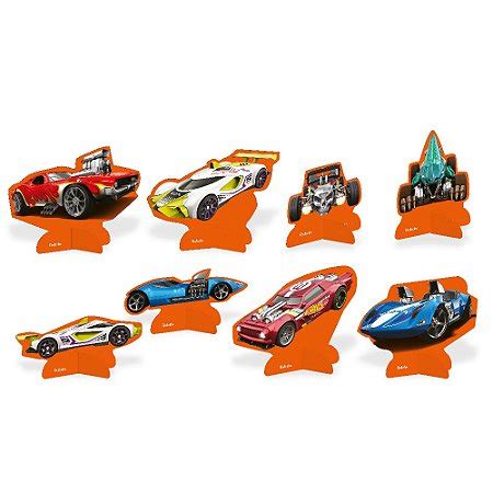Decoração de Mesa Hot Wheels em Papel Cartonado 20x15cm 8 Unidades Alegra Festa Artigos