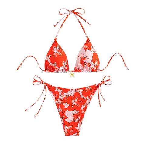 Arnsht Women S New Fashion Comfortable Bikini Piece Triangle Bathing Suit Halter Top Tie Side
