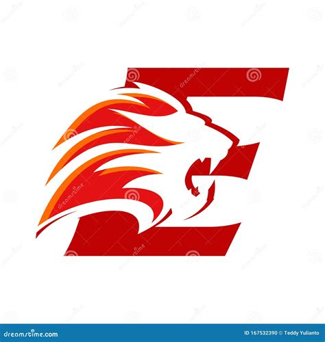 Powerful Logo Design Initial E Lion Stock Vector Illustration Of