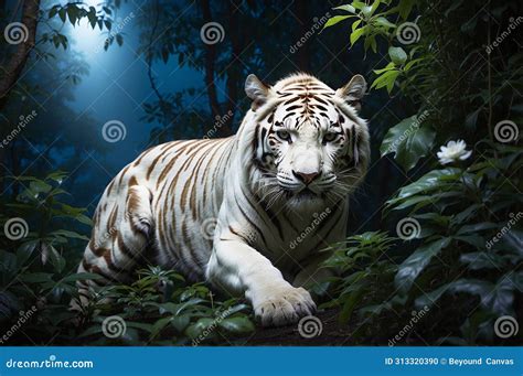 Enigmatic Beauty Of White Tigers Revealed Stock Illustration