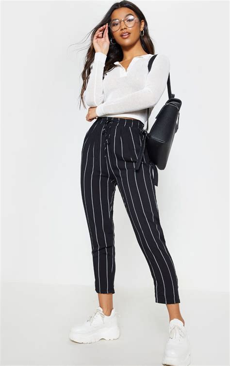 Diya Black Pin Stripe Casual Trousers Teenage Girl Outfits Junior