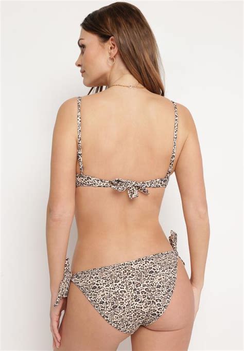 Ciemnobe Owe Dwucz Ciowe Bikini G Ra Z Regulowanymi Rami Czkami Ozdobiona Metalow Klamr D