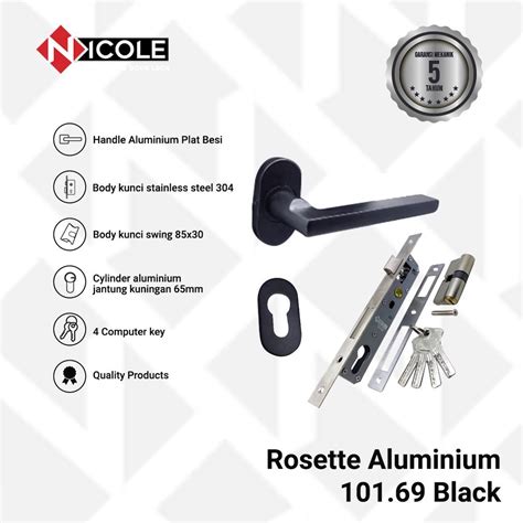 Jual Kunci Pintu Aluminium Set Rosette Gagang Pintu Kaca Misah