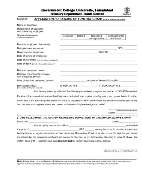 Fillable Online Application Form For Grant Of Benevolent Fund Fax