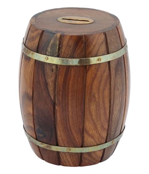 Brown Wooden Sheesham Barrel Coin Bank At Rs 250piece In Nagina Id