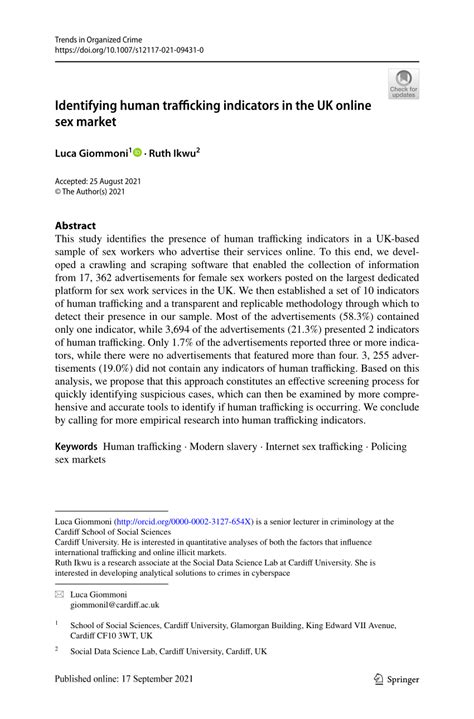 PDF Identifying Human Trafficking Indicators In The UK Online Sex Market