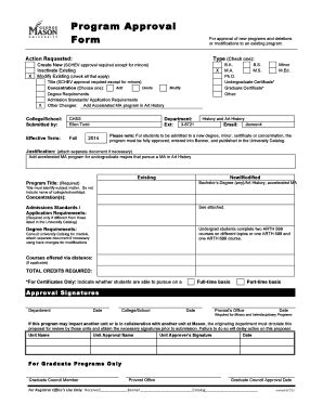 Fillable Online Program Approval Form Provost Gmu Edu Fax Email Print