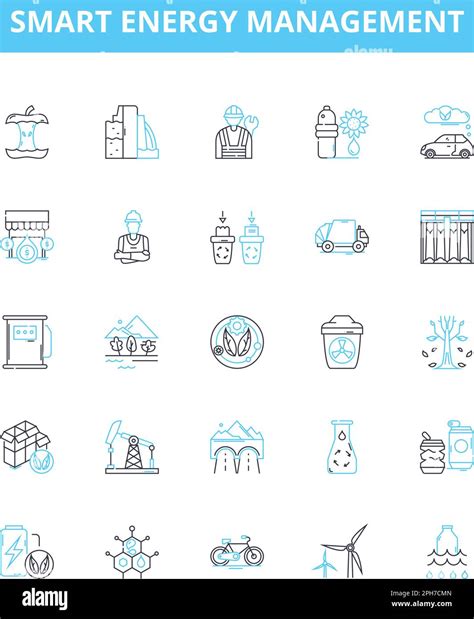 Smart Energy Management Vector Line Icons Set Smart Energy