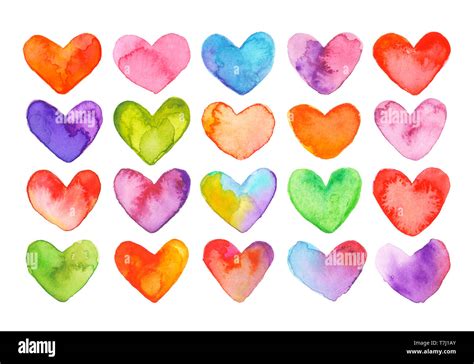 Colorful Hearts With White Background