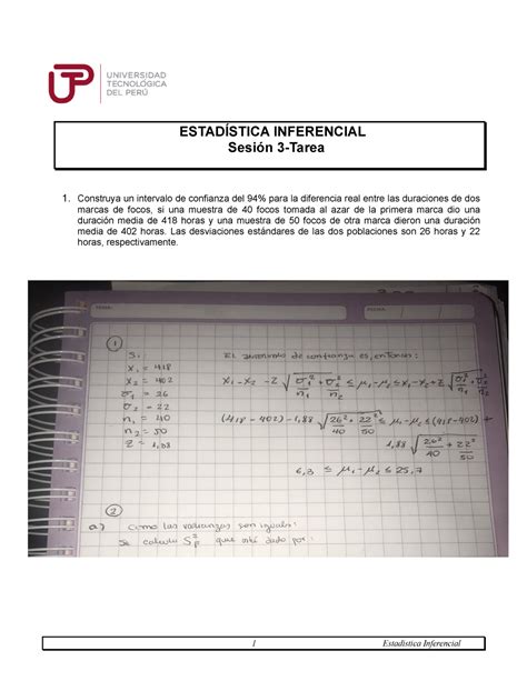 Taller 3 Resuelto Estadistica Inferencial EstadÍstica Inferencial Sesión 3 Tarea Construya Un