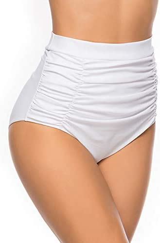 Amazon Women S Retro High Waisted Bikini Bottom Ruffle Tummy Control Tankini Briefs Swim