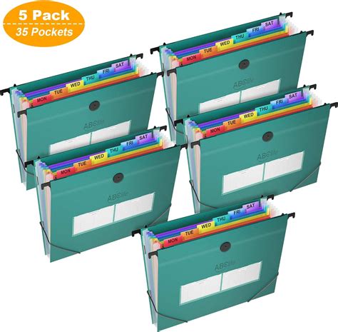 Amazon 7Pockets Plastic Hanging File Folders Pack Of 5 Letter