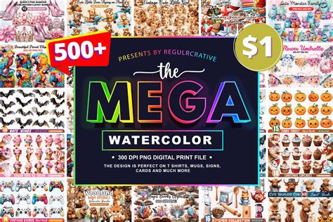 The Mega Watercolor Png Bundle Bundle · Creative Fabrica