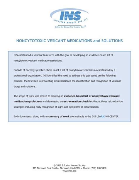 NONCYTOTOXIC VESICANT MEDICATIONS and SOLUTIONS